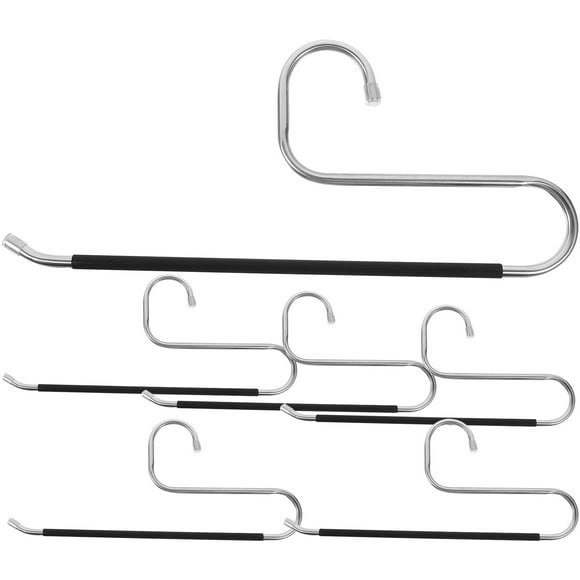 Silver Pants Hangers with Open End Design for Closet Organization and Home Use 6 Pieces