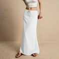 thumbnail image 4 of GXIPO Linen Flared Maxi Skirt with Elastic Waist Drawstring Long Flowy Ankle-Length Skirt White L, 4 of 5
