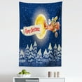 thumbnail image 1 of Christmas Tapestry, Santa Claus Airline Theme Vintage Plane Full Moon Snow Covered Trees, Fabric Wall Hanging Decor for Bedroom Living Room Dorm, 5 Sizes, Dark Blue Marigold Red, by Ambesonne, 1 of 1