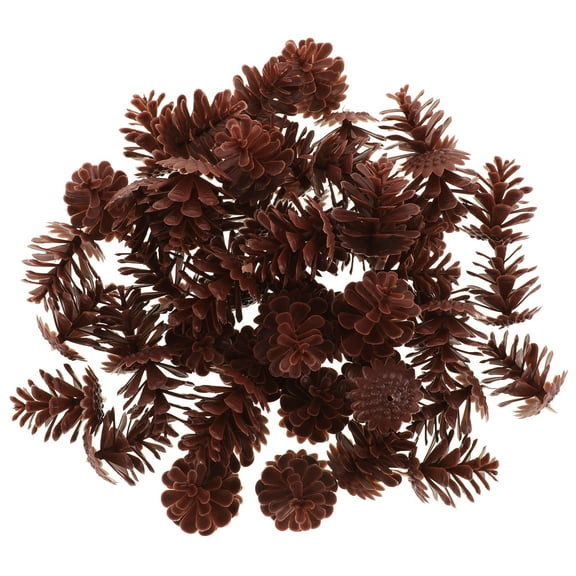 OUNONA 50pcs Light Brown Plastic Mini Pine Cones for High Realism Handmade Christmas Decorations