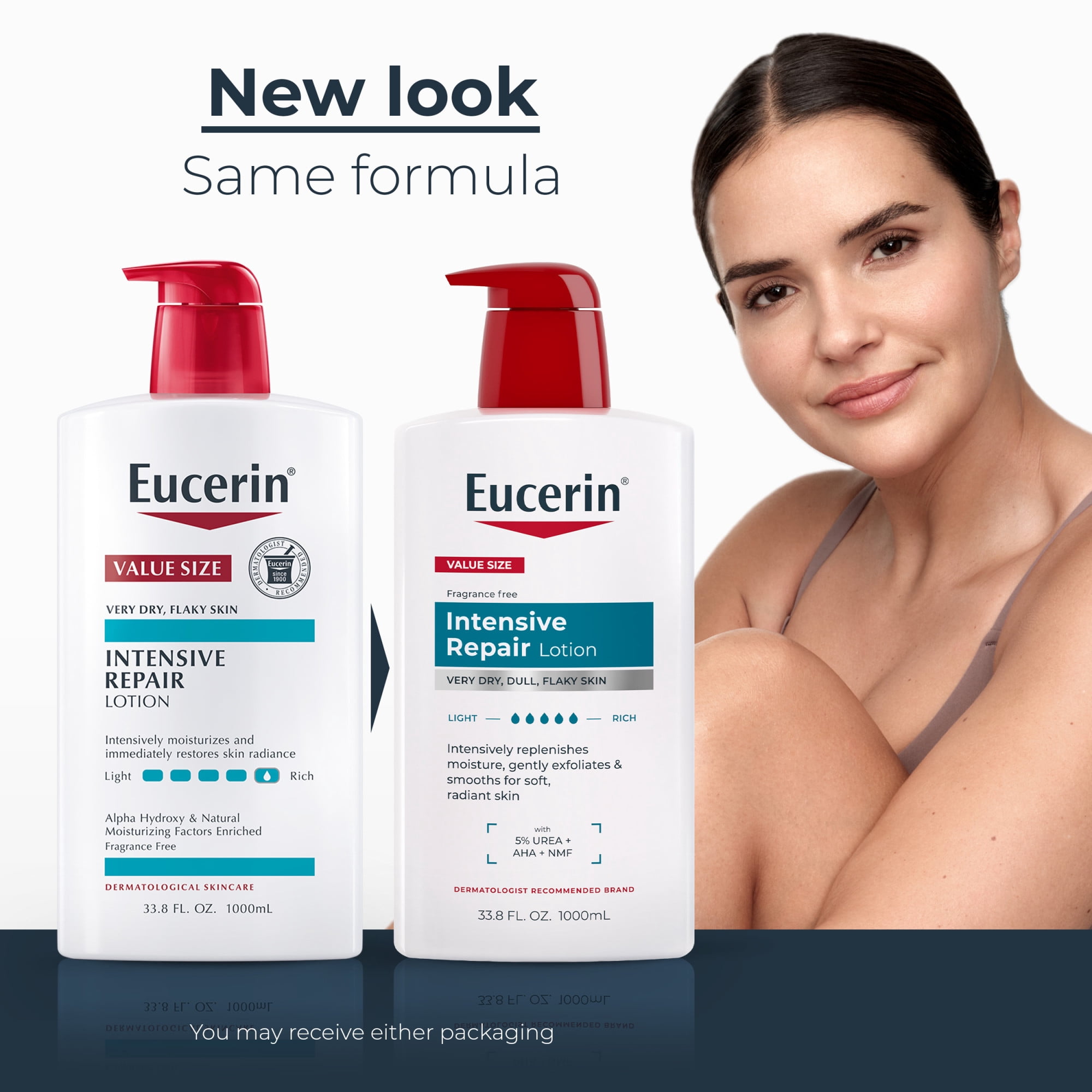 Eucerin Intensive Repair Body Lotion for Dry, Flaky Skin, 33.8 fl oz Pump Bottle