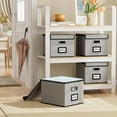 thumbnail image 4 of Gijjgole Collapsible Portable File Organizer Box with Lids, Linen Hanging Filing Storage Boxes with Plastic Slide (Gray), 4 of 8