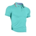thumbnail image 4 of Homeyce Polo Shirts for Men Contrast Collared Short Sleeve Polo Shirts Button Business Casual Work Office Lightweight Shirt Solid Color Tee Shirt,Blue XL, 4 of 5