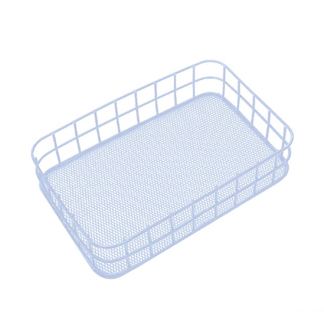 Wrought Iron Storage Basket Sundries Storage Box Desktop Girl Heart Cute Blue Grid Dormitory Net Red Iron Basket