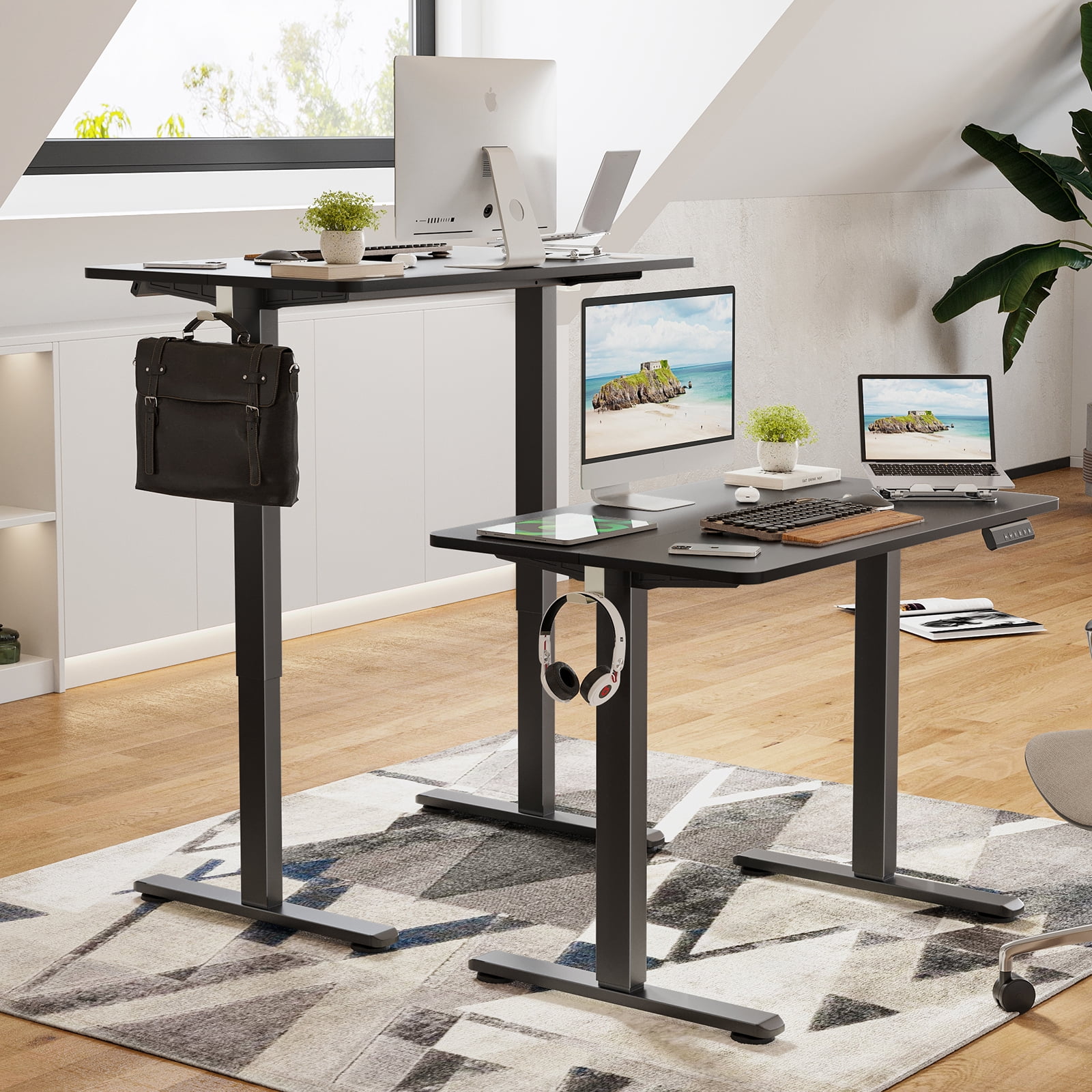 40x24 Inch Electric Standing Desk Adjustable Height Sit Stand Desk with Memory Controller Home Office Computer Workstation Black