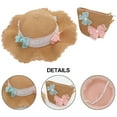 thumbnail image 3 of Sombrero de paja para mujer con circunferencia de 56-58 cm, sombrero de ala grande para playa, sombrero de protección solar con forma de mariposa y conjunto de bolsa de paja, 3 of 5