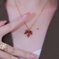thumbnail image 4 of Collar delicado para mujer, colgante de cristal rojo, collar de hoja de arce, collares simples de oro de 14 quilates, joyería diaria para mujer, 4 of 5