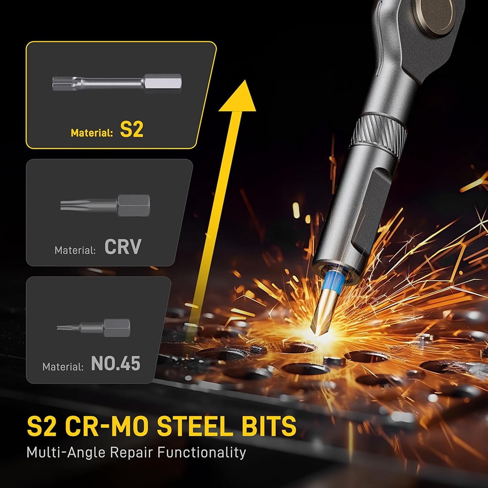 42 in 1 Magnetic Screwdriver Set, DIY Ratchet Screwdriver Set, S2 Steel Bits, Portable Compact Repair Tool Kit for Gifts, Furniture, Computer, Bicycle
