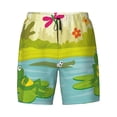 thumbnail image 4 of Lsque Mens Swim Trunks Two Frogs Are Sitting On Water Lilies Pattern - Bathing Suit Compression Liner - Beach Swim Shorts Swimwear - (S-3XL) - Stretch Quick Dry -, 4 of 9