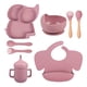 thumbnail image 1 of Juego De Vajilla Para Bebé Platos de alimentación de silicona suave para bebés, plato con ventosa, cuenco, baberos, cuchara, tenedor (Y19) Ehuebsd Libre de BPA, 1 of 3