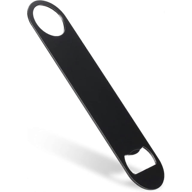 Abridor de botellas plano de acero inoxidable, abridor de botellas de cerveza, 18 cm, negro, para cocina, bar o restaurante