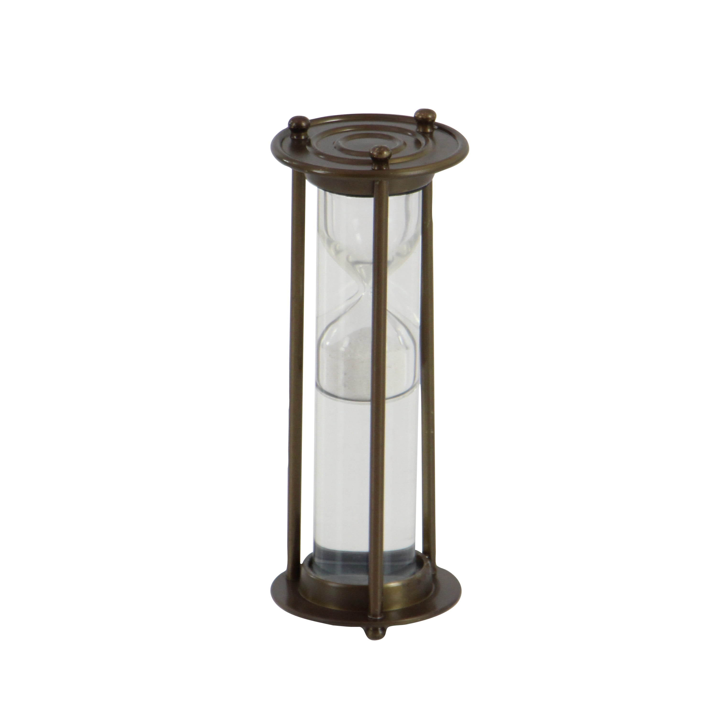 DecMode 3" x 8" Brown Aluminum Metal Hourglass Sand Timer with Water Tube, 1-Piece