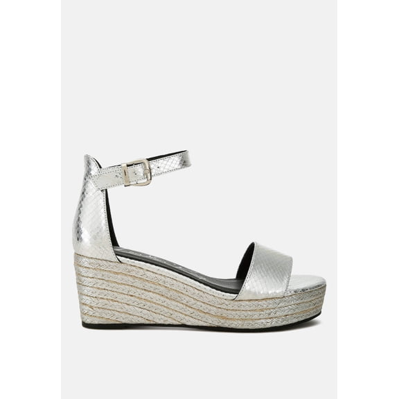 Utah Faux Leather Snake Wedge Espadrilles