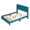 thumbnail image 3 of Leumius Full Size Platform Bed with A Storage Drawer,Velvet Upholstered Bed Frame with Wingback Vertical Channel Tufted Headboard,Blue, 3 of 8