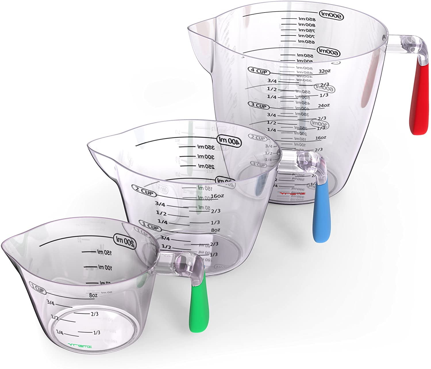 NPYPQ 3-Piece Plastic Measuring Cup Set | Liquid Measurements Cups |  Measure cups Stackable Design