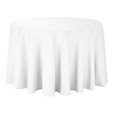 12 Pack 108 Inch Round White Polyester Tablecloth, Table Cover, Stain and Wrinkle Resistant, Washable for Dining Table, Wedding Reception, Banquet, Party