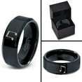 thumbnail image 4 of Tungsten Beam Note Music Band Ring 8mm Men Women Comfort Fit Black Beveled Edge Polished, 4 of 4