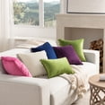 thumbnail image 3 of Phantoscope Pink Throw Pillow Covers 2 Pack, 12" x 20" Velvet Decorative Pillow Cases with Pom Poms, Soft Square Cushion Covers for Couch Sofa Bed, 3 of 9