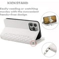 thumbnail image 4 of LANFENG Crossbody Wallet Case for Apple iPhone 12 Pro Max Leather Phone Case with Card Holder Kickstand & Wrist Strap Cover Magnetic Closure Flip Handbag Zipper Purse Shell for Women(White), 4 of 7