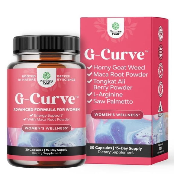 G-Curve Herbal Balance Supplement with Maca Root, Horny Goat Weed, and Muira Puama - 30 Capsules