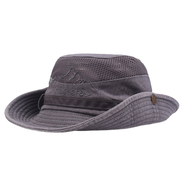 Mens Bucket Cap With Adjustable Strap Sun Protection Breathable Fisherman Hat For Outdoor Hiking