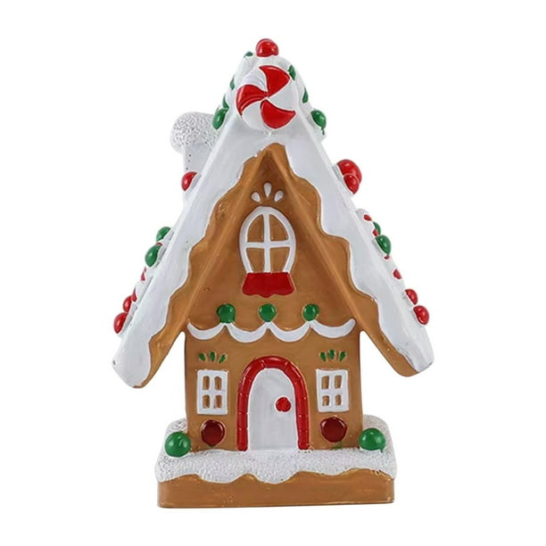 Figura Decorativa de Casita de Nieve con Dulces y Galletas Navideñas | Material de Resina | Pieza Decorativa Festiva para Fiestas Navideñas | Ideal para Decoración Del Hogar o Centro de Mesa | 20 Cm
