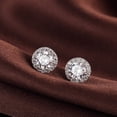 thumbnail image 3 of Jiamiaoi Halo Earrings 18K White Gold Plated Stud Earrings for Women 925 Sterling Silver Cubic Zirconia Earrings Studs Flat Diamond Stud Earrings Silver Earrings for Women, 3 of 8