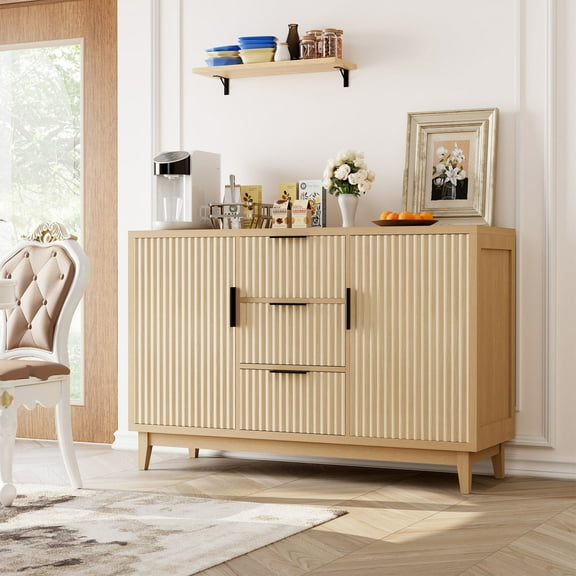 VENTOPYR 47'' Sideboard Buffet Cabinet,Modern Storage Cabinet with 3 Drawers,2 Doors and Adjustable Shelves