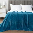 thumbnail image 6 of PAVILIA Soft Fleece Teal Blue Throw Blanket for Couch, Lightweight Plush Warm Blankets for Bed, Fuzzy Cozy Flannel Blanket Throw for Sofa, Travel, Jacquard Pattern, Teal Blue, 50x60 inch, 6 of 8