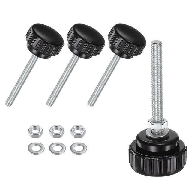 4 Piezas de Perillas de Sujeción Estriadas con Tuercas y Arandelas, Tornillo de Cabeza de Hombre M5x50mm