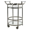 thumbnail image 4 of SAFAVIEH Sienna 2 Tier Modern Glam Round Bar Cart with Casters, Gun Metal, 4 of 8