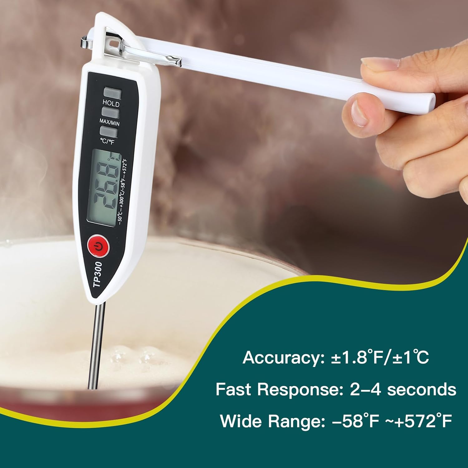 6 Set Waterproof Food Thermometer for Water, Liquid, Candle and Cooking Digital Meat Thermometer with Long Probe Instant Read for Kitchen BBQ Grill Candy (Black,White,Red)