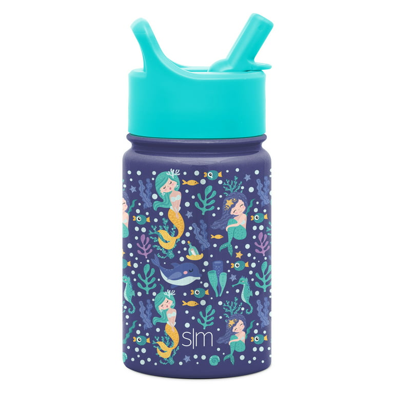 Simple Modern 10 Ounce Summit Kids Water Bottle Thermos with Straw Lid -  Vacuum Insulated 18/8 Stainless Steel Happy Mermaids 