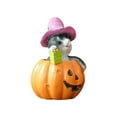 thumbnail image 2 of Clearance Desktop Ornament under $10,Halloween On Pumpkin Figurines Halloween Decorations Indoor Resin Cat With Witch Hat Home Decor Statue For Home Table Room, 2 of 9
