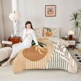 thumbnail image 4 of Homewish Tree Leaves 3 Pieces Queen Comforter Set for Boys Girls,Minimalist Geometric Stripes Lines Ultra Soft Bedding Sets,Retro Vintage Aesthetic Bedding Comforter Set Breathable, 4 of 8