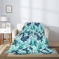 thumbnail image 2 of Sikiie Blue Floral with Butterflies Cozy Flannel Fleece Throw Blanket: Lightweight & Thick for All Seasons - Perfect for Women, Men, & Kids"80"x60", 2 of 6