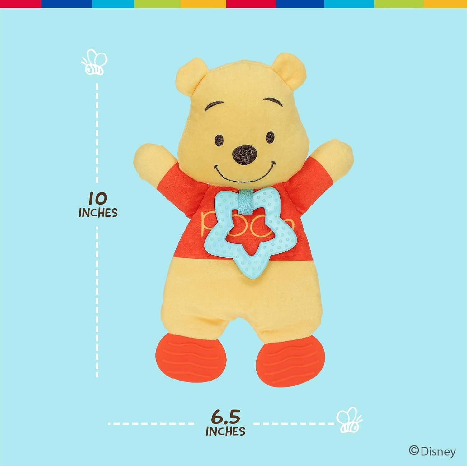 Disney Baby Winnie The Pooh Sensory Blanky with Crinkle and Teether Feet for Infant Baby Boys and Girls
