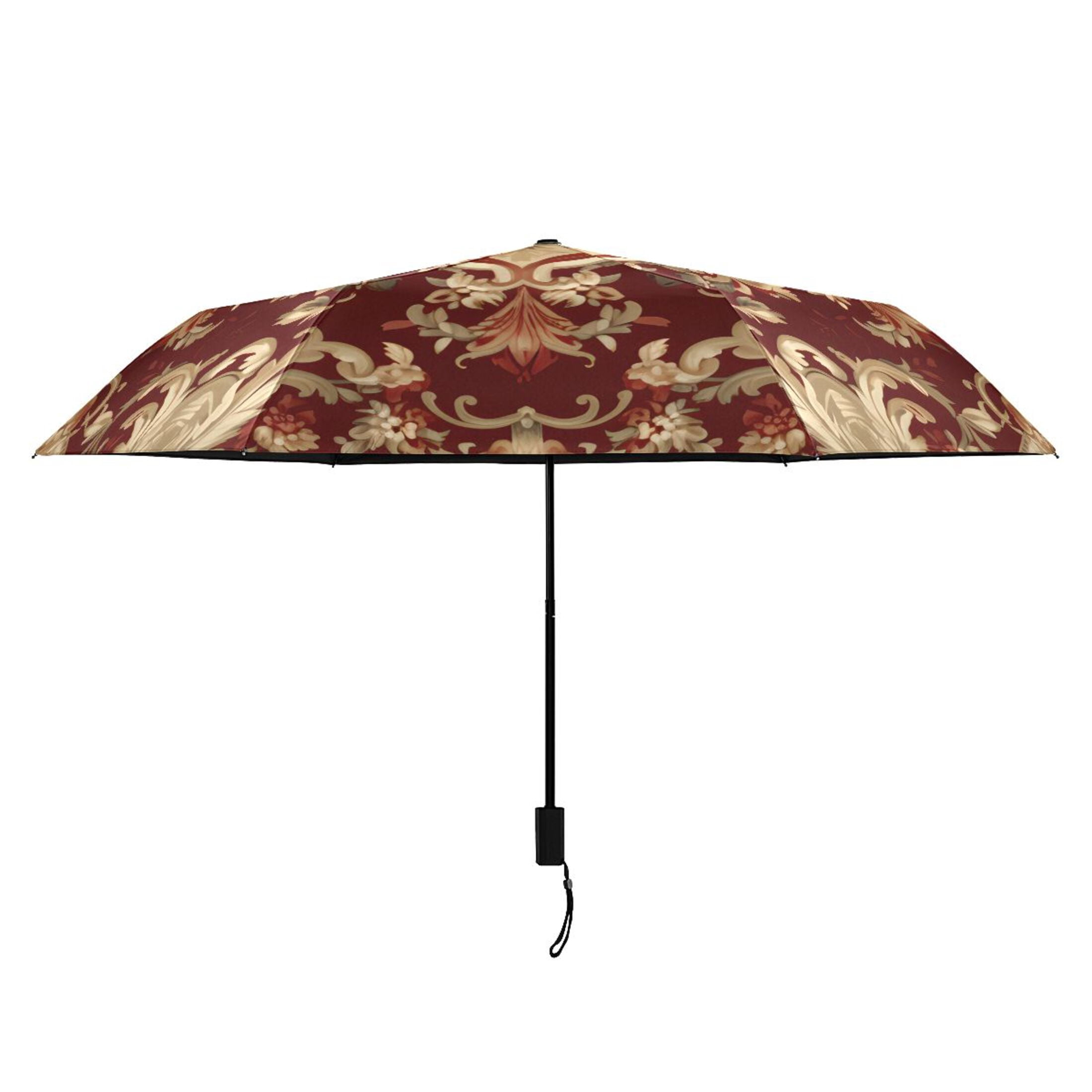 Red Bohemian Mandala Compact Sun Umbrella Windproof Travel Umbrellas for Rain Strong Portable UV Protection