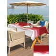 thumbnail image 4 of Outdoor Tablecloth with Umbrella Hole and Zipper, Red Ombre Waves Rectangle Table Cloth 60x120 Inch Waterproof Tablecloth, Abstract Art Gradient Modern Picnic Table Cover for Patio Camping, 4 of 7