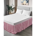 thumbnail image 4 of Plaid Red,Wrap Around Bed Skirts for California King Bed 16" Drop,Bed Skirt with Adjustable Elastic Belt Dust Ruffle Bed Valance for Bedroom Abstract Minimalistic Geometric Lattice Bed Frame Cover, 4 of 7