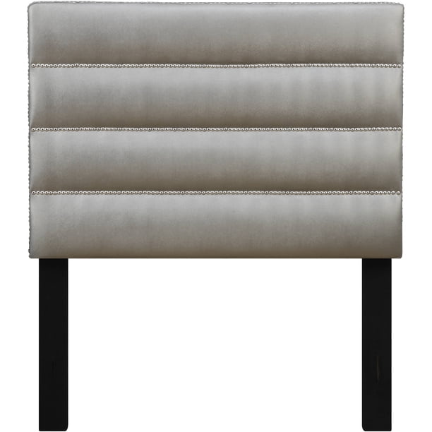 Jordan Twin Upholstered Headboard, Silver