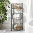 thumbnail image 2 of mDesign Steel Freestanding 3-Tier Storage Organizer Tower, Baskets - Dark Gray, 2 of 7