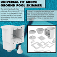 thumbnail image 2 of Universal Fit Above Ground Pool Skimmer-Pool Skimmer Parts Kit-Opening Width 6Inch Fits All Standard Pool Wall Cutouts, 2 of 5