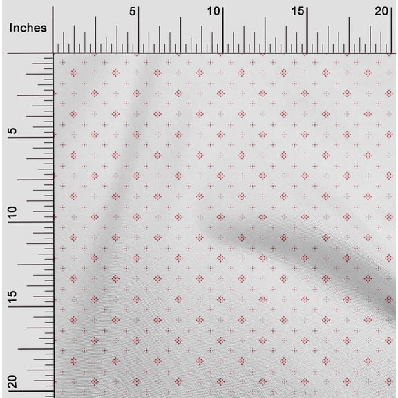 oneOone Polyester Lycra Pastel Red Fabric Dot & Square Shape Geometric DIY Clothing Quilting Fabric Print Fabric by Yard 56 Inch Wide