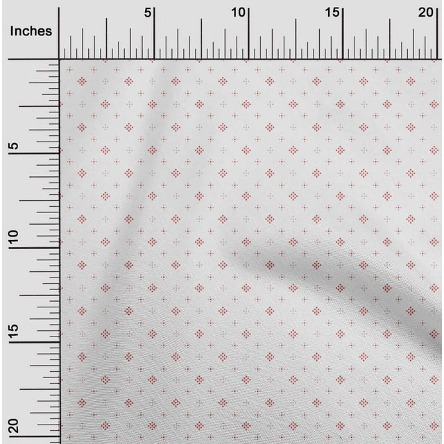 oneOone Georgette Viscose Pastel Red Fabric Dot & Square Shape Geometric Sewing Material Print Fabric by The Yard 42 Inch Wide