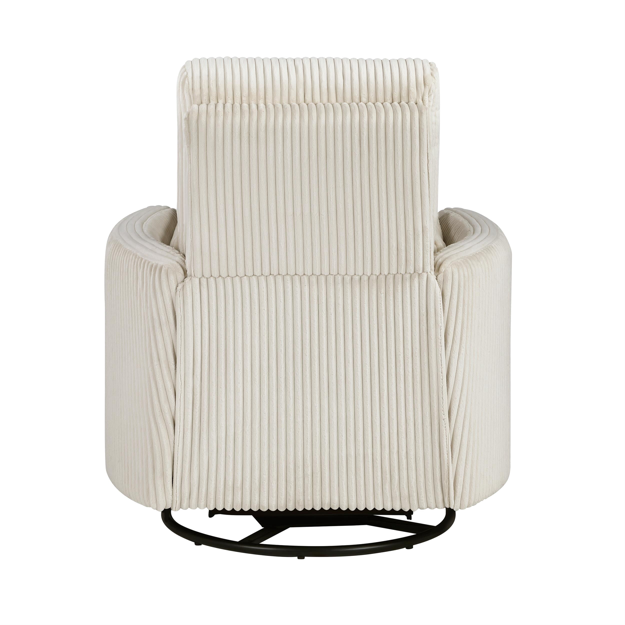 Lexicon Traverse Corduroy Swivel Glider Reclining Chair in Beige