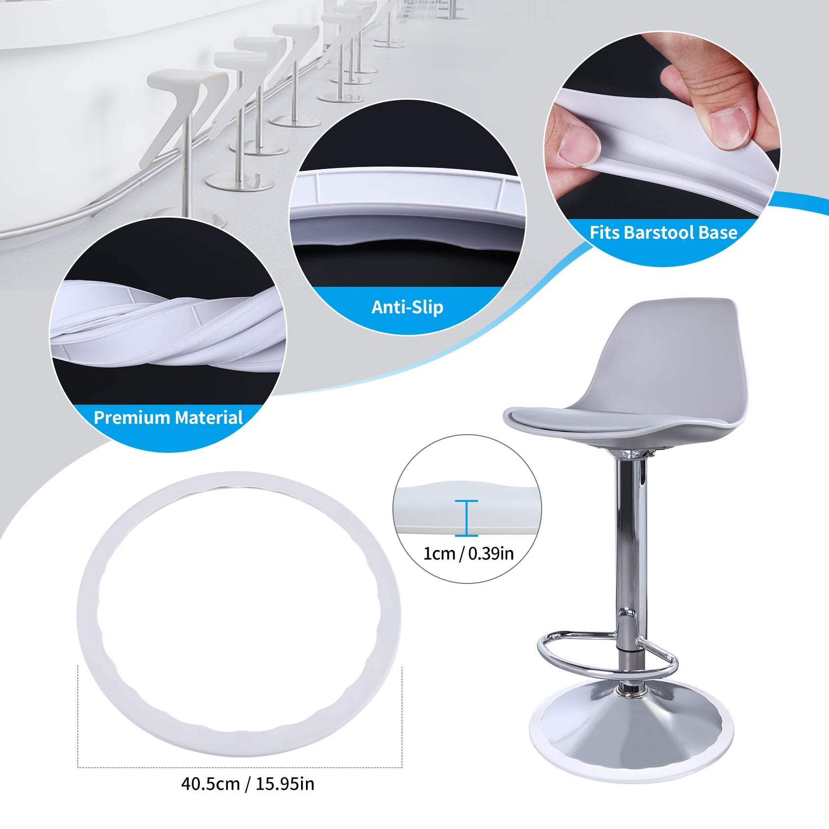 Ezprotekt 4PCS Silicone Chair Bar Stool Base Ring Pads Floor Protectors for 16 18 Round Base Anti Scratch Grey Walmart