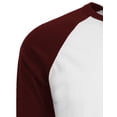 thumbnail image 4 of J. METHOD Men's 3/4 Sleeve Baseball Crewneck Tshirt Top Raglan Jersey T Shirt NEMT06 WHT/BUR S, 4 of 5