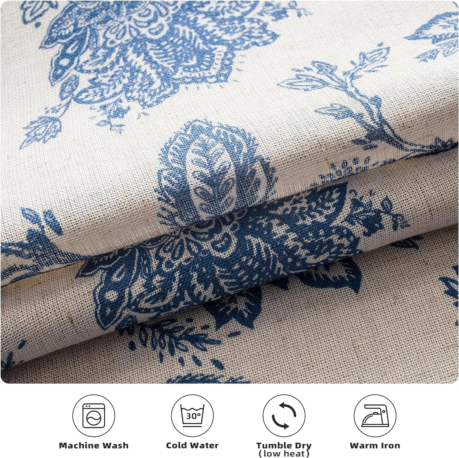 DriftAway Freda Jacobean Floral Linen Blend Lined Thermal Insulated Blackout Room Darkening Back Tabs Window Curtains 84"L x 52"W