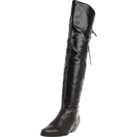 Womens Sexy Leather Thigh High Boot Black